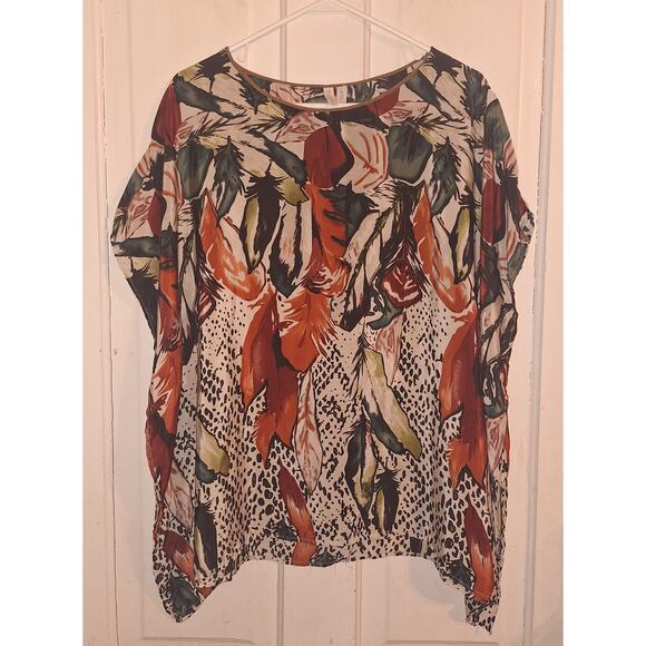Madison Women's Size XL Tropical Vacation Summer Travel Flowy Tunic Blouse Top - Picture 1 of 6